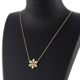 OutstandLong Christmas Snowflake Pendant Necklace Stainless Steel Elegant Snow Gift for Girls Women New Year Holiday Gifts, 18" Rolo Chain