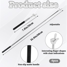 Lnngub Pack of 4 Extendable Pointer Sticks, Stainless Steel Children's Extendable Pointer Stick, Colourful Finger Shape, Telescopic Teacher Pointer for Teaching, Demonstrations, Lectures, Readings