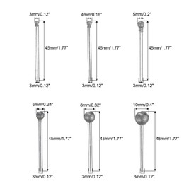 uxcell Diamond Grinding Burrs Drill Bit 1/8 Inch Shank 3/4/5/6/8/10mm Dia Spherical Diamond Mounted Points Bit for Carving Polishing Jade Jewelry Amber Stone Beeswax Glass 1 Set