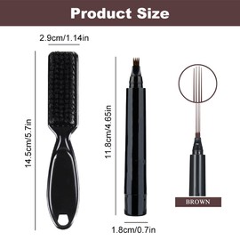 Beard Filler Pen, Beard Filler Pencil, Waterproof Beard Filling Pen Kit, Effective Improve Facial Hair Beard Pen for Moustache & Eyebrows, with 1 Beard Brush, Dark Brown