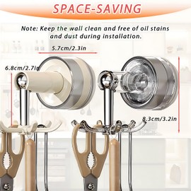 Aotuse 4Pcs Suction Cup Hooks 360° Rotating Heavy Duty Hanging Utensil Holder No Trace Removable and Reusable Hooks for Kitchen Bathroom Shower Gray