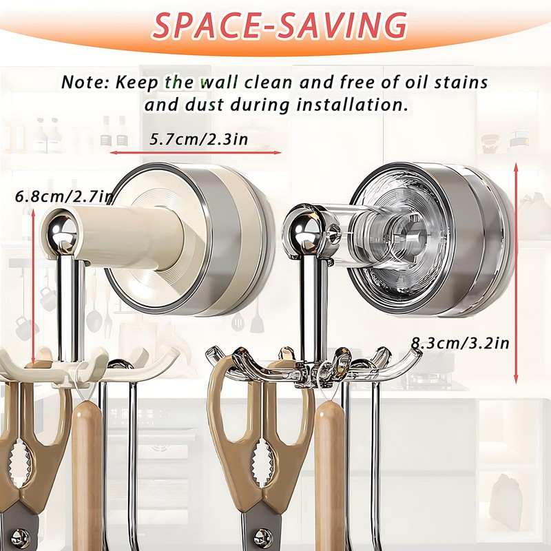 Aotuse 4Pcs Suction Cup Hooks 360° Rotating Heavy Duty Hanging