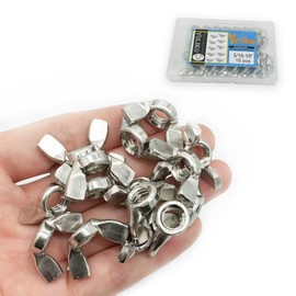 Yoliko 15 Pcs 5/16"-18 Wingnuts 304 Stainless Steel Wing Nuts Fasteners Parts Butterfly Nut, Hand Twist Tighten Hardware Nuts Butterfly Wing-Nut