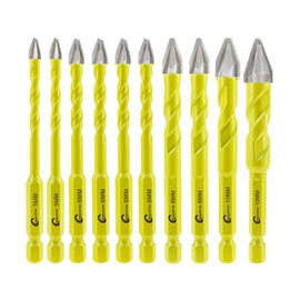 Skewed Head Eccentric Drill Bits Set - SANLEETEK Masonry Drill Bit Set for Wood Plastic Masonry Ceramic Tile Concrete Marble 10pcs 5mm*2+6mm*4+8mm*2+10mm+12mm, Quick Change Hex Shank