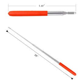 DAITET Telescopic Teachers Pointer,Teaching Pointer Stick for Classroom,Metal Hand Retractable Pointer Extended Length 39Inch, Handheld Presenter Whiteboard Pointer (Flet Red)