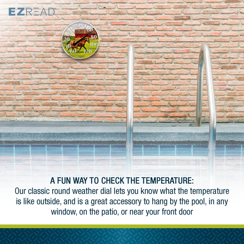 EZREAD Hanging Dial Thermometer - Weather Thermometers for Indoor and