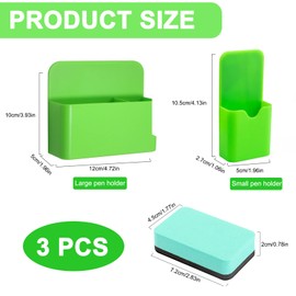 lbxtswpl Magnetic Marker Holder, 2PCS Magnetic Pen Holder with Magnetic Whiteboard Eraser, Adjustable Magnetic Dry Erase Marker Holder, Whiteboard Pen Holder for Refrigerator Whiteboard Locker(Green)