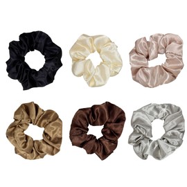 SOWAKA 6 Pcs Satin Hair Scrunchies for Women Vintage Large Chic Elastic Hair Ties for Casual Parties Hair Bands Accessories for Long Thick Thin Curly Hair Supplies (6)