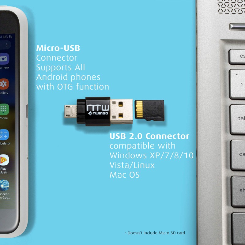 NTW Twingo: Micro SD Card Reader/Memory Card Reader/USB 2.0 Adapter/Micro