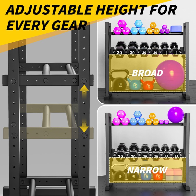 LarFaFa 3-Tier Adjustable Dumbbell Rack, Weight Rack for Home Gym