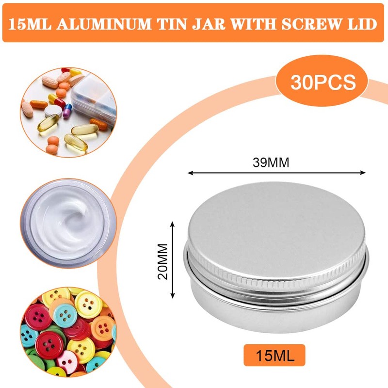KBNIAN Pack of 30 Aluminium Empty Jars 15 ml Aluminium