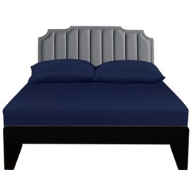 Lirex Fitted Sheet, Super King Size 100% Cotton 300 Thread Count Soft Breathable Fitted Sheet, Dark Blue