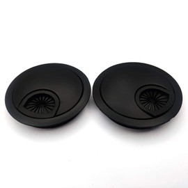 Pack of 2 Cable Grommets Desk, Cable Passage Diameter 60 mm, Desk Duct for Desks, Office, Worktops - Black