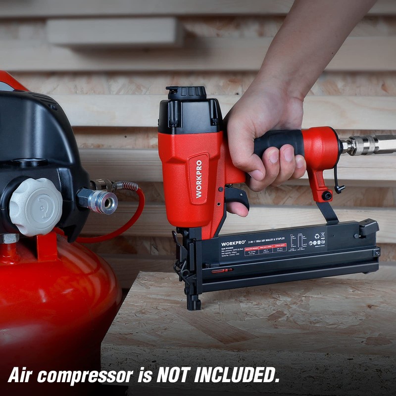 WORKPRO Pneumatic Brad Nailer, 18 GA, 2 in 1 Nail