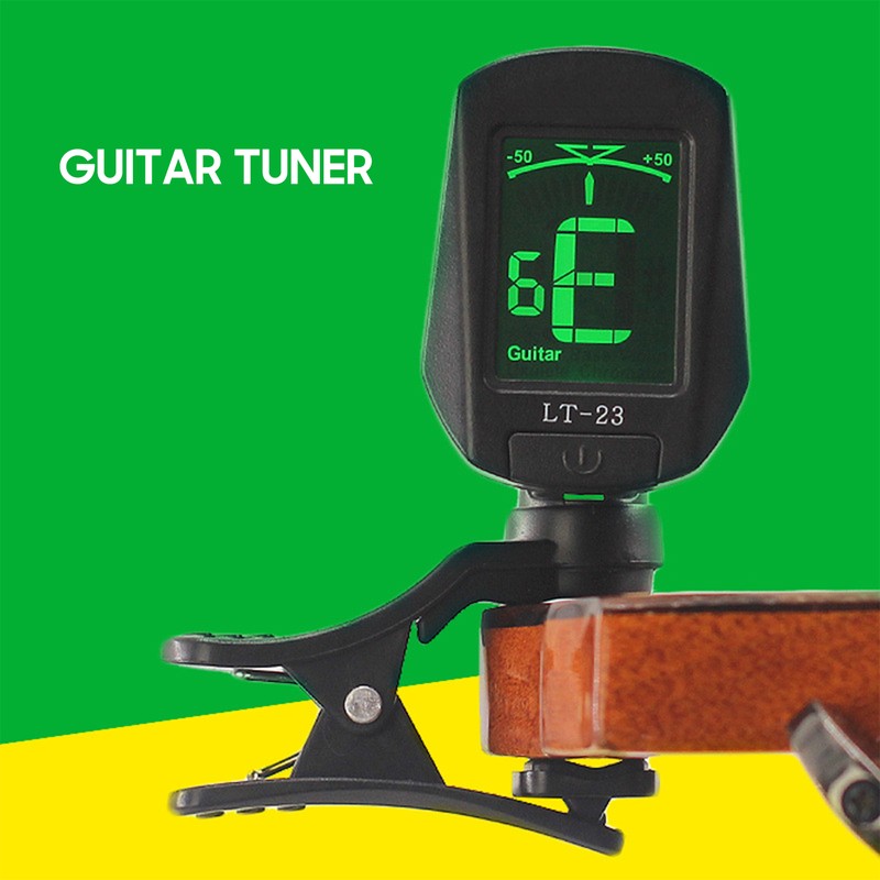 Guitar Tuner Clip-On Tuner Digital Mini Electronic Tuner with LCD