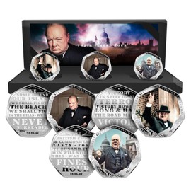 The Koin Club Winston Churchill Famous Speeches 3 Colour Silver Commemorative Coins in Box Set