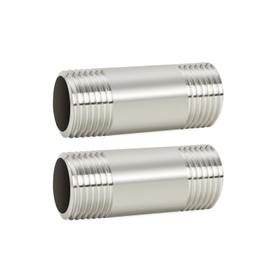 ChillWaves 304 Stainless Steel Pipe Fitting, Nipple Cast Pipe 1/2" NPT Male x 1/2" NPT Male Thread 4" Length(100MM)(2-PACK)