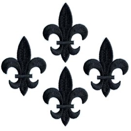 10pcs Black Patches Fleur De Lis Iron On Applique Patch Embroidery Sewn-on Transfer for Clothing Shirts, Shoes, Jeans, Bags, Sewing Decorating DIY Craft