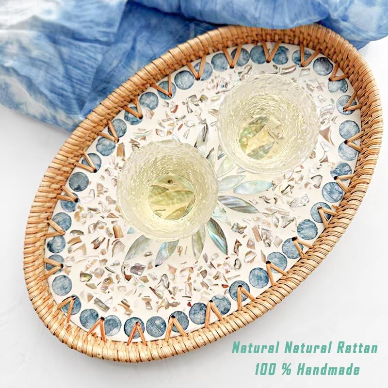 13 Inch Decor Tray for Coffee Table Mother of Pearl