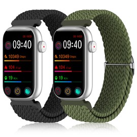 HQzon 2 Pack Stretchy 16mm Braided Nylon Bands Compatible with FITVII HM08/MorePro HM08/Amzhero-Runfit D26/KALINCO Slim Fitness Tracker