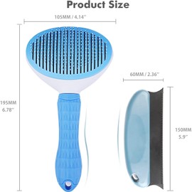 VT- Self-Cleaning Cat Brush for Long or Short Hair - Effective Grooming and Shedding Tool (Blue)
