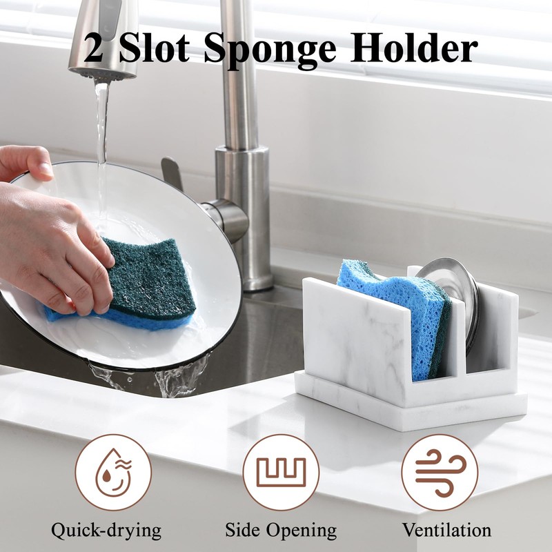 Luxspire Kitchen Sponge Holder, Dish Sponge Holder with with Drain