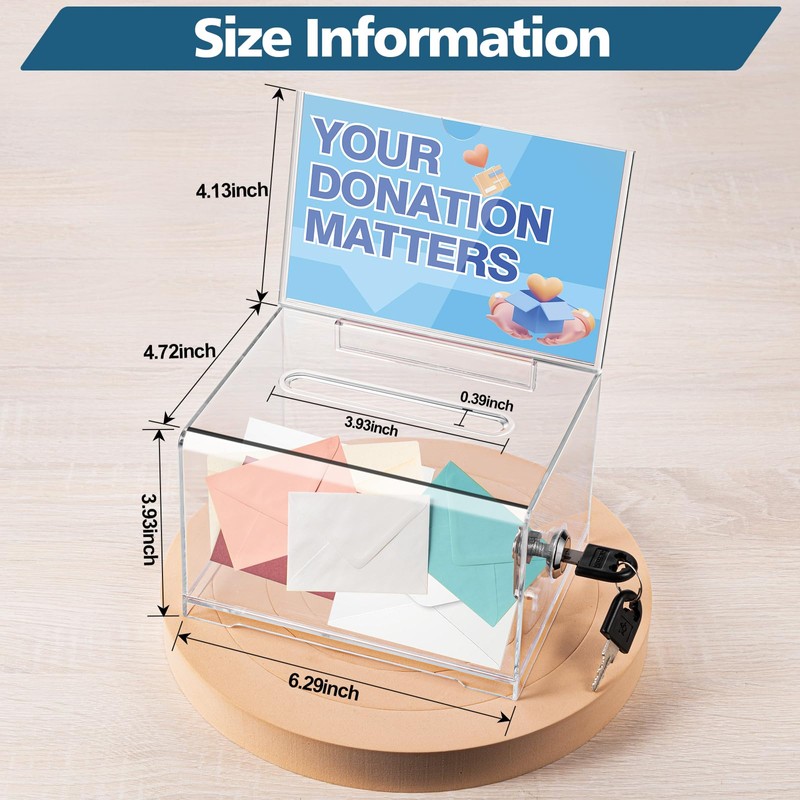 Polmart Clear Donation Box with Lock - Secure Ballot Box
