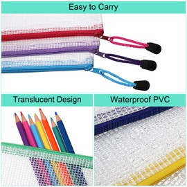 Mimorou 100 Pack Pencil Pouch Bulk Mesh Zipper Pencil Cases 9.5'' x 4.5'' Small Clear Pencil Holder Storage Case Multipurpose Cosmetics Toiletry Bags for Office, File, Travel, Stationery(100 Pieces)