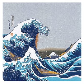 三陽商事 丹後ちりめん 浮世絵ふろしき(二巾) 北斎浪 58-2