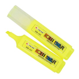 Neon Yellow DH-103 Pack of 12 Non Toxic Chisel Tip Highlighter Markers - Assorted Colours