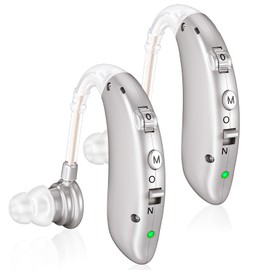 Digital Hearing Aids for Seniors with Noise Reduction, Rechargeable Adult OTC Hearing Aids with No Squeak. (gunmetal)