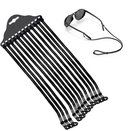 DreamAug 12PCS Glasses Straps Nylon Adjustable, Spectacles Cord Non-Slip Eyewear Lanyard for Men & Women, 70cm/27.55inch, Black