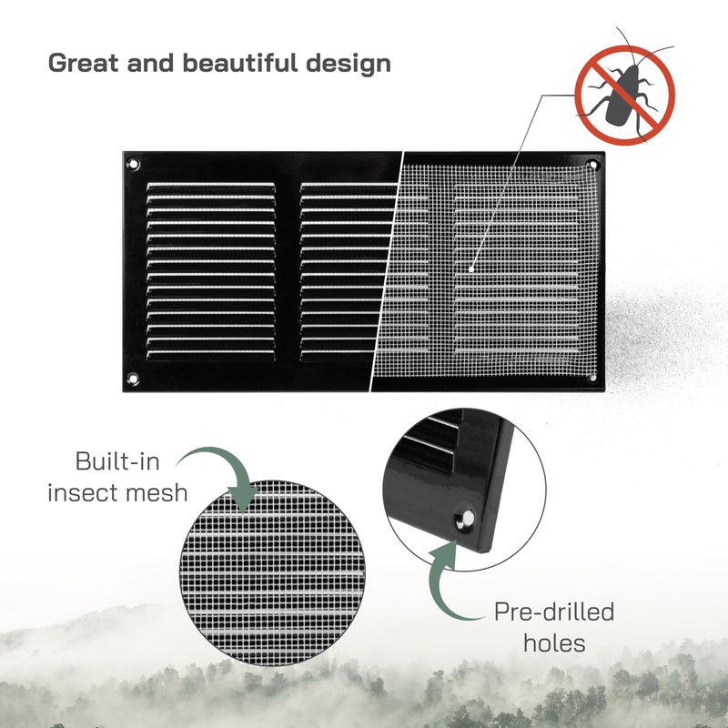 Vent Systems 12'' x 6'' Inch (Overall Dimensions) - Black
