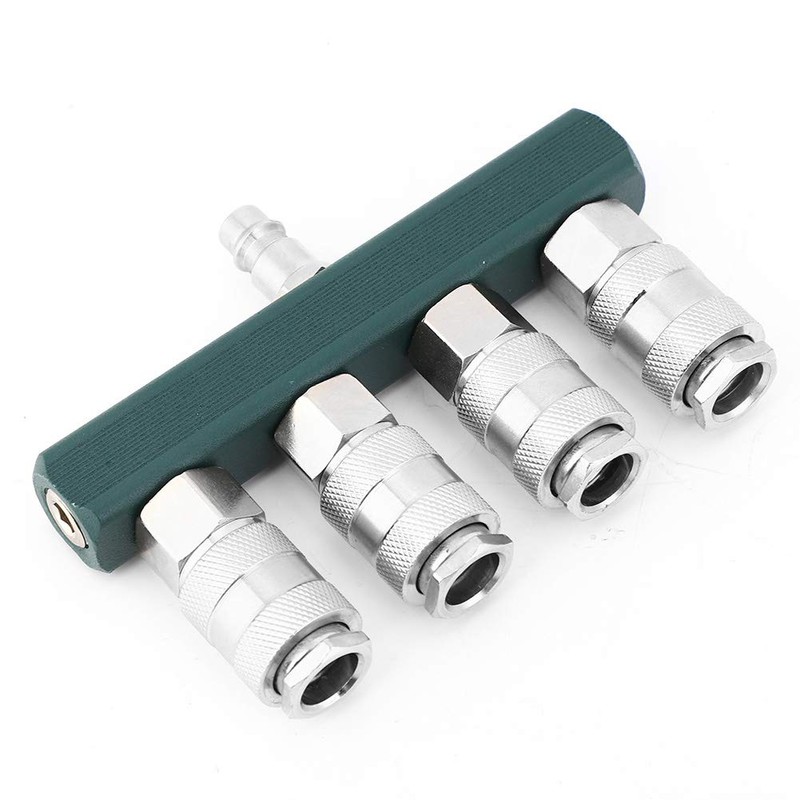4 Way Air Hose Splitter, Brass Galvanised Pneumatic Connection Adapter,