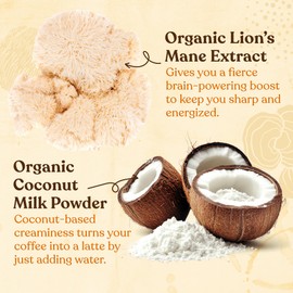 Four Sigmatic Original Focus Mushroom Coffee Latte | Plant-Based Organic Instant Latte with Lion’s Mane Mushroom for Focus and Mental Clarity | Made With Just 5 Organic Ingredients | 4.23 oz Bag