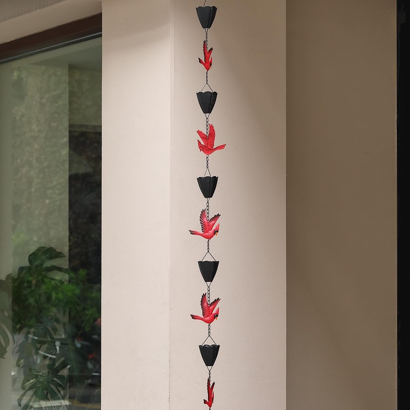 Aifeorzo Cardinal Rain Chain, 8.5Ft Rain Chains for Gutters and
