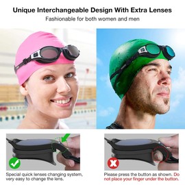 ZIONOR G9 Swim Goggles with Extra Lens and Nose Bridges, Swimming Goggles for Men Women Youth UV Protection Anti-fog Leakproof (WhiteCold+ClearLens)