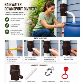 Rainwater Downspout Diverter for Rain Barrel – Adjustable Flexible Hose for Home Rainwater Collection