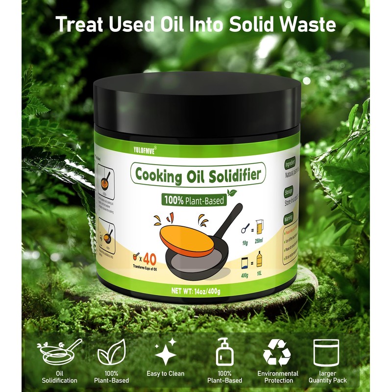 YULOFMVE Cooking Oil Solidifier, Solidifies Up to 40 Cups from