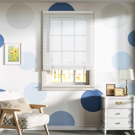 SZXIMU 1" Cordless Blinds for Indoor Windows, 64" L X 28" W Window Blinds, Light Filtering Horizontal Mini Blind, White Blinds & Shades for Home Office Bedroom Kitchen Living Room