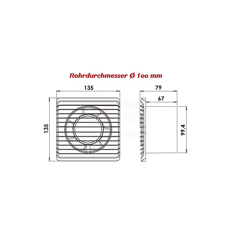 MKK-PLANET Bathroom Fan Diameter 100 mm White with Timer /