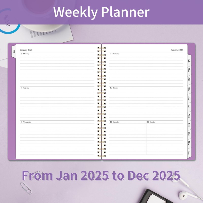 2025 Planner Weekly and Monthly, Calendar Planner with Monthly Tabs,