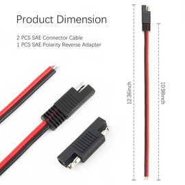 OFBAND 2PCS SAE Connector Cable with SAE Polarity Reverse Adapter,14AWG SAE Extension Cable for Solar Panel Connectors Lawn Mowers,Multi-Purpose 12 Inch SAE Battery Connector Car Accessories