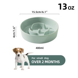 Havniva Small Dog Bowl Ceramic Slow Feeder Bowl for Small Dogs, Slow Feeder Bowl, Slow Drinking, Stops Bloating, Prevents Choking (1 x Light Green, 15.5cm)