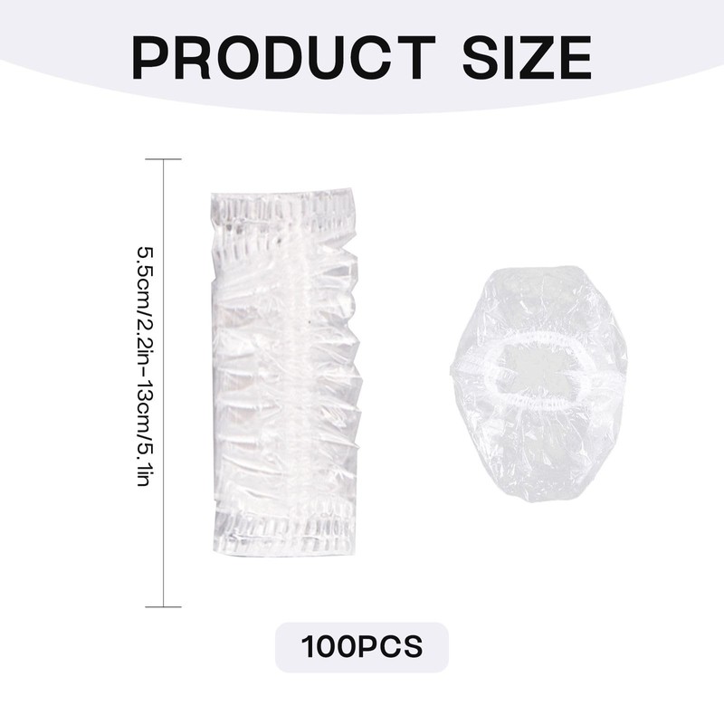 100 Pcs Ear Covers for Shower - Clear Waterproof Disposable