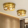 Jodauirt Gold Flush Mount Ceiling Light Fixture,3-Lights Hallway Ceiling Lighting,