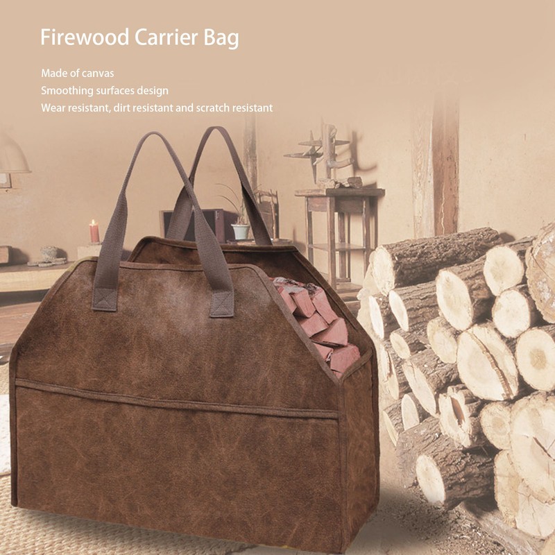 Firewood Carrier Bag Canvas Scratch Resistant Firewood Log Tote Bag