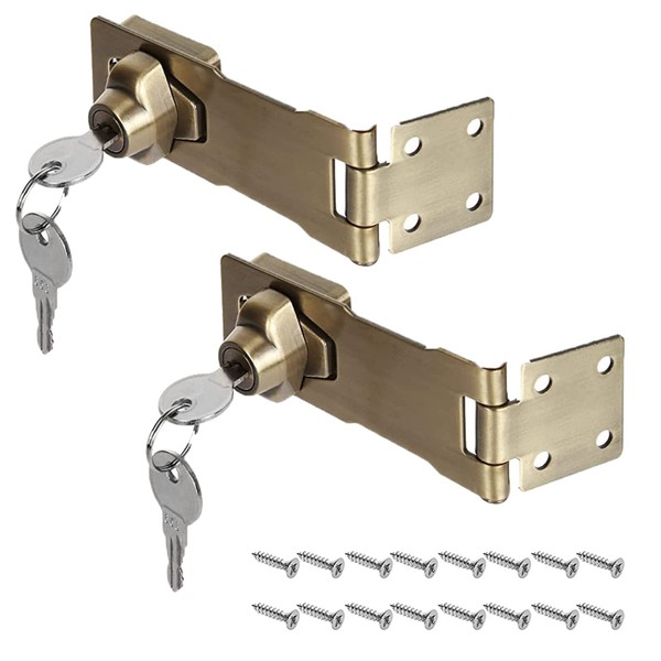 2 Packs Keyed Hasp Locks with Screws 4 Inch Safety