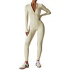 Ecupper Womens One Piece Workout Jumpsuit Zip Up Bodysuit Long