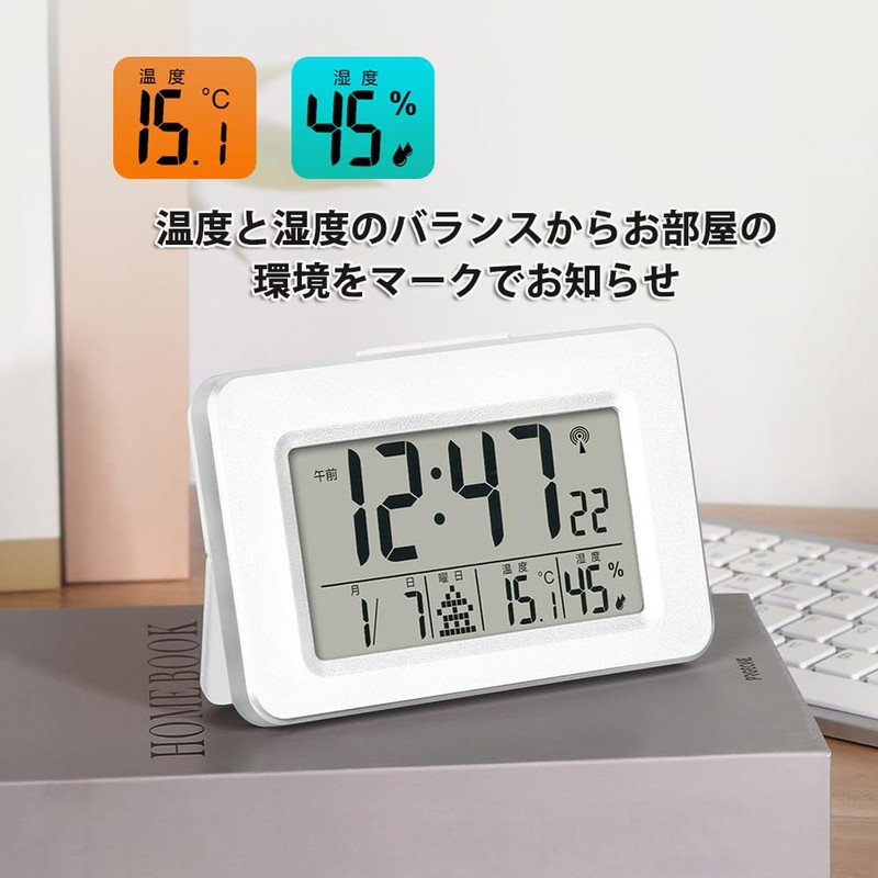 Alarm Clock, Radio Wave, Digital Table Clock, Calendar, Temperature, Humidity,